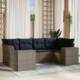 thumbnail image 1 of vidaXL 6 Piece Patio Sofa Set with Cushions Gray Poly Rattan, 1 of 9