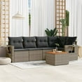 thumbnail image 1 of vidaXL 6 Piece Patio Sofa Set with Cushions Gray Poly Rattan, 1 of 6