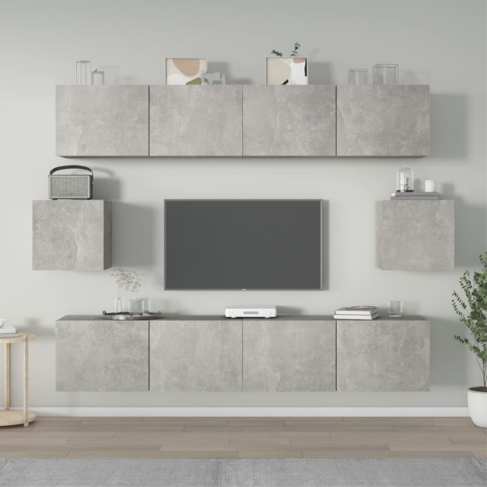 vidaXL TV Stand Set 6 Piece Entertainment Center TV Console Engineered ...