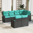 thumbnail image 1 of vidaXL 7 Piece Garden Sofa Set with Cushions Black Poly Rattan, 1 of 5
