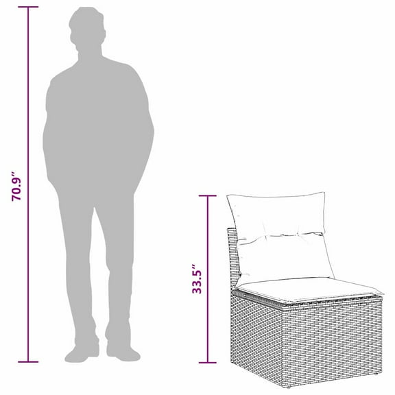 vidaXL 7 Piece Garden Sofa Set with Cushions Grey Poly Rattan