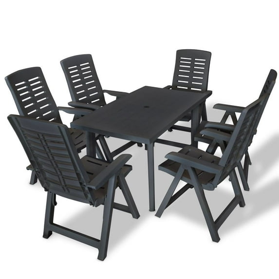 vidaXL 7 Piece Outdoor Dining Set Plastic Garden Furniture Set Multi Colors