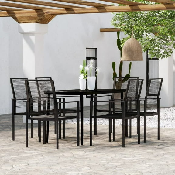 vidaXL Patio Dining Set Black Furniture 3/5/7 Piece 31.5"/55.1" Table Length