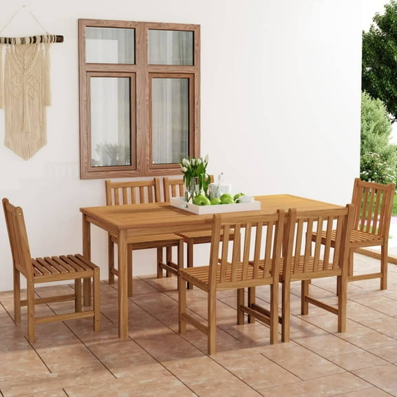 vidaXL 7 Piece Patio Dining Set Solid Teak Wood