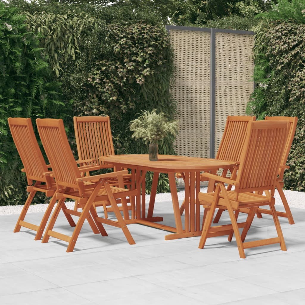 vidaXL 7 Piece Patio Dining Set Solid Wood Eucalyptus