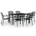 thumbnail image 1 of vidaXL 7 Piece Patio Dining Set Steel Black, 1 of 22