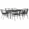 thumbnail image 1 of vidaXL 7 Piece Patio Dining Set with Cushions Black Poly Rattan Glass, 1 of 10
