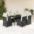 thumbnail image 1 of vidaXL 7 Piece Patio Dining Set with Cushions Black Poly Rattan, 1 of 11