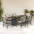 thumbnail image 1 of vidaXL 7 Piece Patio Dining Set with Cushions Black Poly Rattan, 1 of 7