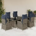 thumbnail image 1 of vidaXL 7 Piece Patio Dining Set with Cushions Gray Poly Rattan, 1 of 9
