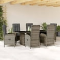 thumbnail image 1 of vidaXL 7 Piece Patio Dining Set with Cushions Gray Poly Rattan, 1 of 7