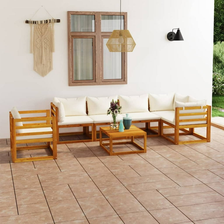 Vidaxl 6 piece garden lounge set with cushions solid acacia wood sale