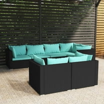 vidaXL 7 Piece Patio Lounge Set with Cushions Black Poly Rattan