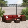 thumbnail image 1 of vidaXL 7 Piece Patio Lounge Set with Cushions Brown Poly Rattan, 1 of 12