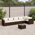 thumbnail image 1 of vidaXL 7 Piece Patio Lounge Set with Cushions Brown Poly Rattan, 1 of 196