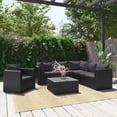 thumbnail image 1 of vidaXL 7 Piece Patio Lounge Set with Cushions Poly Rattan Black, 1 of 10