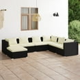 thumbnail image 1 of vidaXL 7 Piece Patio Lounge Set with Cushions Poly Rattan Black, 1 of 11