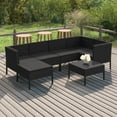 thumbnail image 1 of vidaXL 7 Piece Patio Lounge Set with Cushions Poly Rattan Black, 1 of 9
