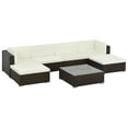 thumbnail image 1 of vidaXL 7 Piece Patio Lounge Set with Cushions Poly Rattan Brown, 313745, 1 of 7