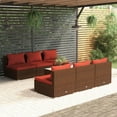 thumbnail image 1 of vidaXL 7 Piece Patio Lounge Set with Cushions Poly Rattan Brown, 1 of 7