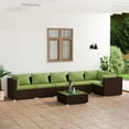 thumbnail image 1 of vidaXL 7 Piece Patio Lounge Set with Cushions Poly Rattan Brown, 1 of 12