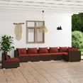thumbnail image 1 of vidaXL 7 Piece Patio Lounge Set with Cushions Poly Rattan Brown, 1 of 8