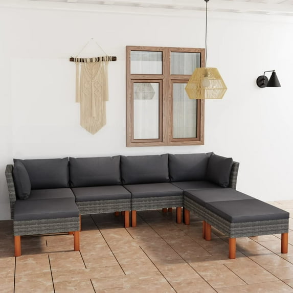 vidaXL Garden Lounge Set Gray PE rattan Medium Light Weight