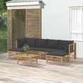 thumbnail image 1 of vidaXL 7 Piece Patio Lounge Set with Dark Gray Cushions Bamboo, 1 of 10