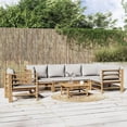 thumbnail image 1 of vidaXL Garden Lounge Set Natural bamboo, Light grey cushions, 1 of 6
