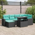 thumbnail image 1 of vidaXL 7 Piece Patio Sofa Set with Cushions Black Poly Rattan Acacia, 1 of 10
