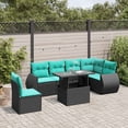 thumbnail image 1 of vidaXL 7 Piece Patio Sofa Set with Cushions Black Poly Rattan, 1 of 9