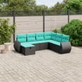 thumbnail image 1 of vidaXL 7 Piece Patio Sofa Set with Cushions Black Poly Rattan, 1 of 4