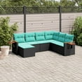 thumbnail image 1 of vidaXL 7 Piece Patio Sofa Set with Cushions Black Poly Rattan, 1 of 4