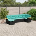 thumbnail image 1 of vidaXL 7 Piece Patio Sofa Set with Cushions Black Poly Rattan, 1 of 4