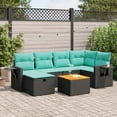 thumbnail image 1 of vidaXL 7 Piece Patio Sofa Set with Cushions Black Poly Rattan, 1 of 10