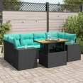 thumbnail image 1 of vidaXL 7 Piece Patio Sofa Set with Cushions Black Poly Rattan, 1 of 10
