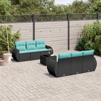 vidaXL 7 Piece Patio Sofa Set with Cushions Black Poly Rattan