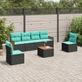 thumbnail image 1 of vidaXL 7 Piece Patio Sofa Set with Cushions Black Poly Rattan, 1 of 9
