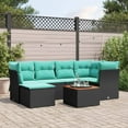 thumbnail image 1 of vidaXL 7 Piece Patio Sofa Set with Cushions Black Poly Rattan, 1 of 5