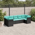 thumbnail image 1 of vidaXL 7 Piece Patio Sofa Set with Cushions Black Poly Rattan, 1 of 5