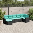 thumbnail image 1 of vidaXL 7 Piece Patio Sofa Set with Cushions Black Poly Rattan, 1 of 4