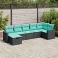 thumbnail image 1 of vidaXL 7 Piece Patio Sofa Set with Cushions Black Poly Rattan, 1 of 6