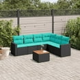 thumbnail image 1 of vidaXL 7 Piece Patio Sofa Set with Cushions Black Poly Rattan, 1 of 4