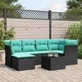 thumbnail image 1 of vidaXL 7 Piece Patio Sofa Set with Cushions Black Poly Rattan, 1 of 4