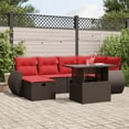 thumbnail image 1 of vidaXL 7 Piece Patio Sofa Set with Cushions Brown Poly Rattan, 1 of 10