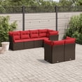thumbnail image 1 of vidaXL 7 Piece Patio Sofa Set with Cushions Brown Poly Rattan, 1 of 5