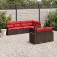 thumbnail image 1 of vidaXL 7 Piece Patio Sofa Set with Cushions Brown Poly Rattan, 1 of 5