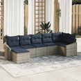 thumbnail image 1 of vidaXL 8 Piece Garden Sofa Set with Cushions Light Grey Poly Rattan, 1 of 5
