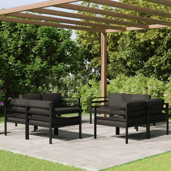 vidaXL 8 Piece Patio Lounge Set with Cushions Aluminum Anthracite, 3107829