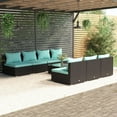 thumbnail image 1 of vidaXL 8 Piece Patio Lounge Set with Cushions Poly Rattan Black, 1 of 8